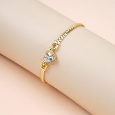 14K Gold Plated Heart Zirconia Snake Chain Bracelet - AX2